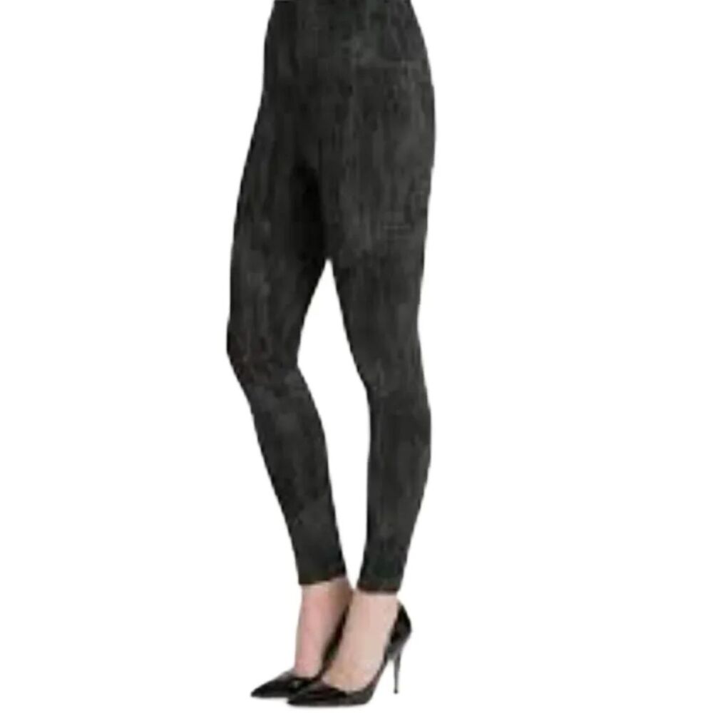 Lysse Shapewear Black Gray Crackle Print Leggings Women's Large